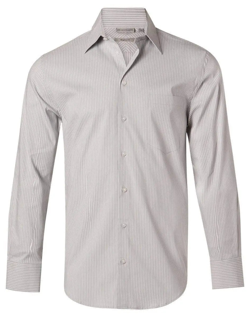 BENCHMARK Men's Ticking Stripe Long Sleeve Shirt M7200L Metro Workwear.